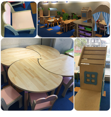 Таблица и стулья мебели класса детского сада HaiXun округлили край